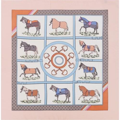 2020 70x70 10 horses Multipurpose women Silk twill scarf Satin square tie Hairband ladies foulard femme towel bufanda shawl