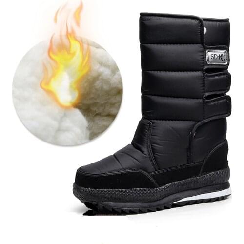 2020 Men Boots Platform Snow Boots For Men Thick Plush Waterproof Slip-Resistant Mens Shoes Winter Whoes Size 47 Hiking Shoes