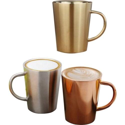 340 Ml Stainless Steel Copper Plated Coffee Cup Double Layers 304 High Temperature Resistance Milk Tea Mug