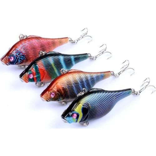4Pcs/Lot 3D Painting Crankbait VIB Lures 6.5cm/12g Lifelike Wobblers Vibrate Artificial Hard Sea Fishing Baits Jerkbaits