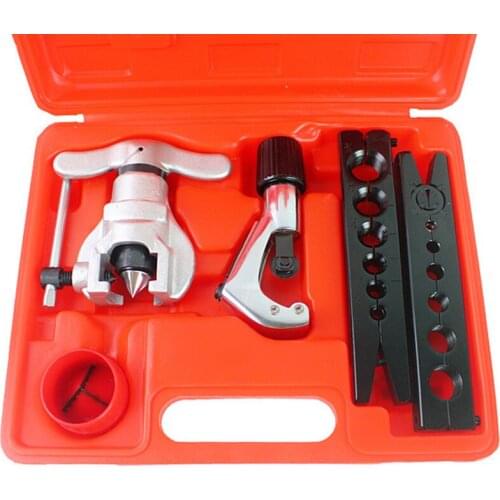 5pcs/set Eccentric Flaring Tool Kit Metric/Inch Tube Expander With 4-28mm Pipe Cutter For Copper Pipe Wide Hole Device Tools