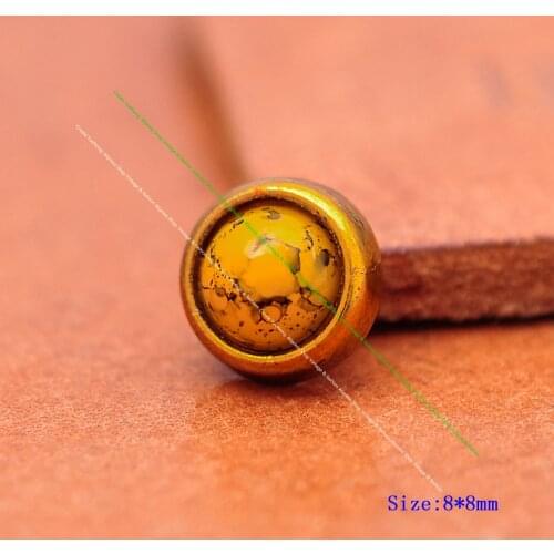 50pc 8mm Gold Turquoise Bead Rivet Stud Fasteners Concho For Leathercraft Case Leather Belt Bag Clothes Bracelet Decor