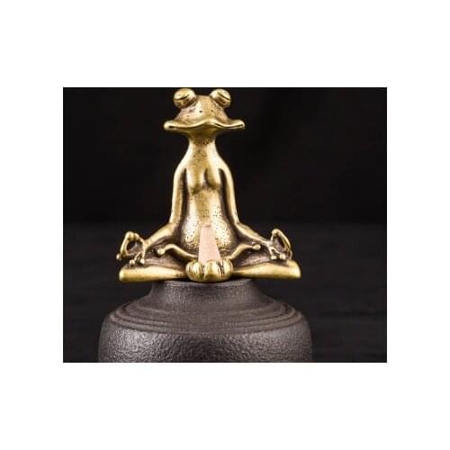 Antique bronze socket zen frog decoration solid pure copper frog tea pet Kung fu tea set incense holder copper