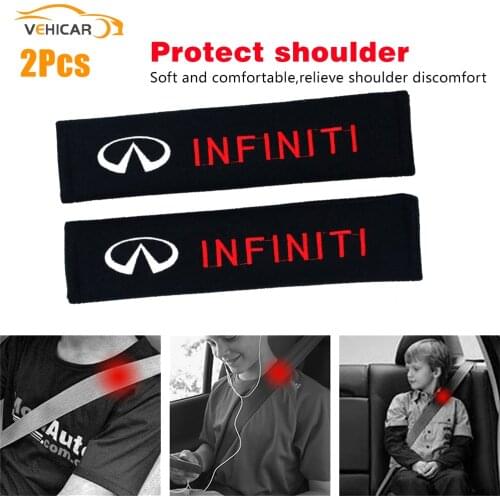 VEHICAR 2PCS Car Seat Belt Pads Cotton Safety Seat Belt Cover for INFINITI DIY Auto Accessories Driver Shoulder Care