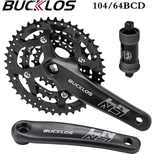 BUCKLOS 3*9speed MTB Bicycle Crankset 22-32-44T 104/64BCD Chainring Square Hole 170 Crank with BB Mountain Bike Crank Set Part
