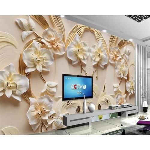 Beibehang Wallpaper custom 3D Phalaenopsis embossed living room wall Nordic modern minimalist decorative mural Papel de parede