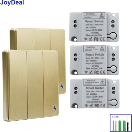 Joydeal 433Mhz Wireless Remote Control Switch RF 86 Wall Panel Transmitter and AC 110V 220V Relay Interruptor for Led Light Lamp
