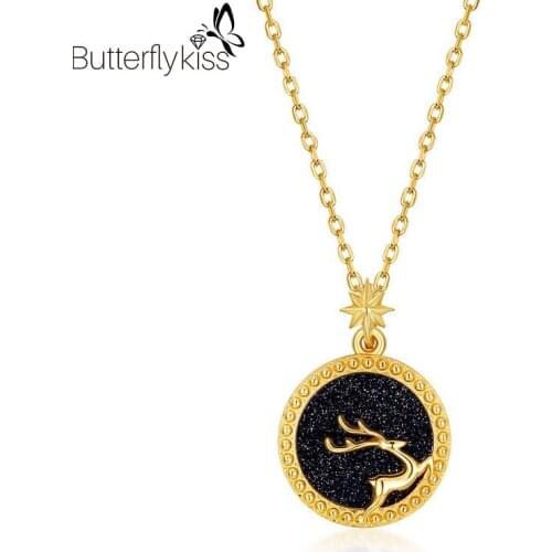 BK 925 Sterling Silver Pendants For Women Moonlight Elk Blue Crystal Sand Lovely Simple Christmas Reindeer Lady Jewelry Gifts