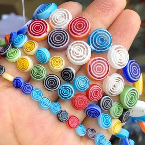 Lampwork Millefiori Glass Beads Colorful Circles Loose Beads Flat Round Mix Colors Beads For Diy jewelry making 6 8 10 12mm