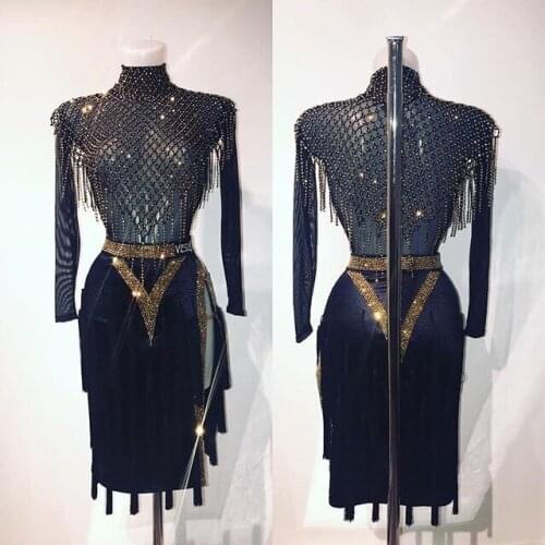 Custom-made black Latin dress latino dancewear latino sala da ballo di danza in costume cha-cha latin dance dress