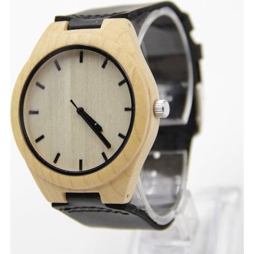 Handmade Wooden Watch Made with Natural Wood In Black Leather Strap For Men Or Women Christmas Gift With Fashion Watches Box