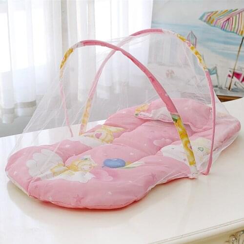 Baby Folding Bed Mattresses With Mosquito Net Cotton Mat For Sleeping Newborn Anti-mosquito Sleeping Pad With Pillow Bedspread