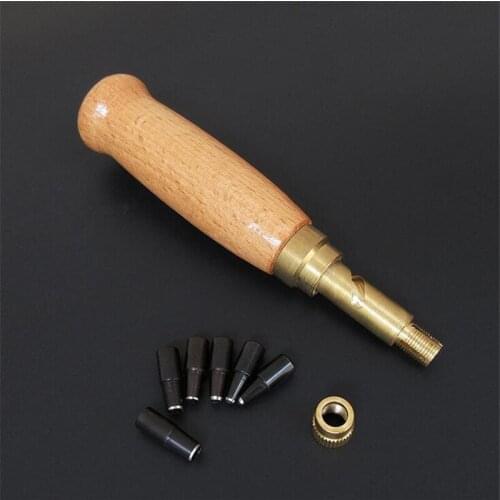1.5-4mm Automatic Belt Punch Wood Handle Replaceable Long Mute Rotary Hole Punching Punchers Leather Craft Tools