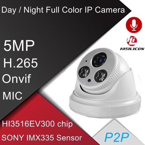 H.265 Security IPC Audio MIC Indoor Dome ipc P2P video surveillance ONVIF 5MP IMX335 Array infrared CCTV Camera
