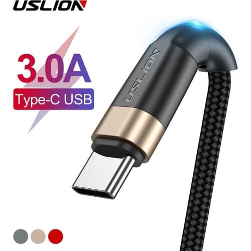 USLION 3M Type C USB Cable 3A Fast Charging USB C Data Cable Cord for Samsung Galaxy S8 S9 Plus Redmi Mobile Phone Charger Cable