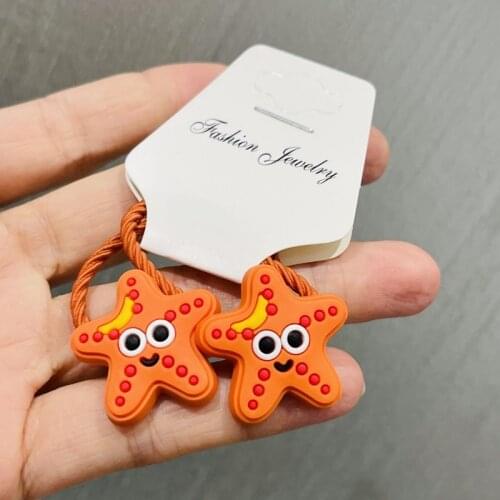 2PCS Cute Animals Octopus Starfish Fish Cartoon Headwear Kids Elastic Hair Bands Baby Headdress Children Ropes Girls Accessories