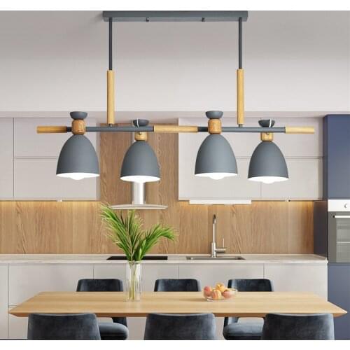 Creative Nordic personality wooden 4 heads macaron chandelier kitchen bedroom living room restaurant hotel lighting YHJ010910
