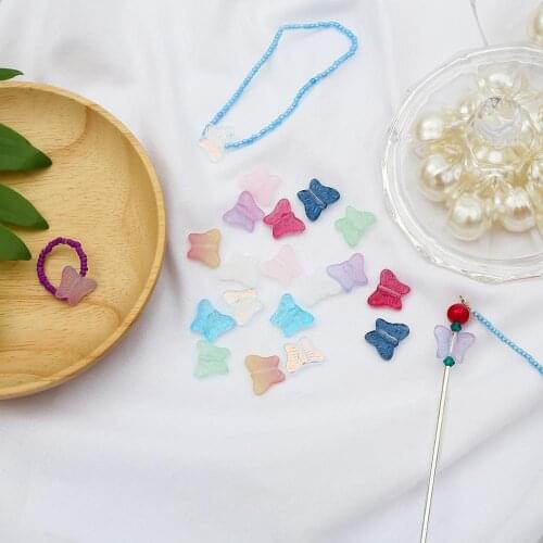 4-12pcs/lot Small Butterfly Shape Lampwork Beads Multi Gradient Color Glass Beads For Jewelry Making Handmade DIY Accessories