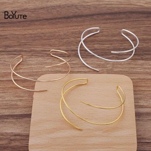 BoYuTe 10Pcs Metal Brass Bangle Line Simple Metal Bangles for Women Diy Jewelry Accessories