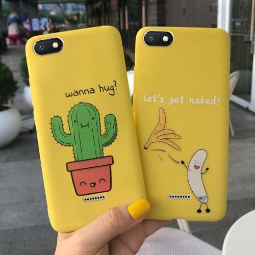 Lovely Banana Cartoon Phone Case For Xiaomi Redmi 6A Soft Silicone Back Cover For Redmi 6A Case Cute Cactus Solid Color Covers