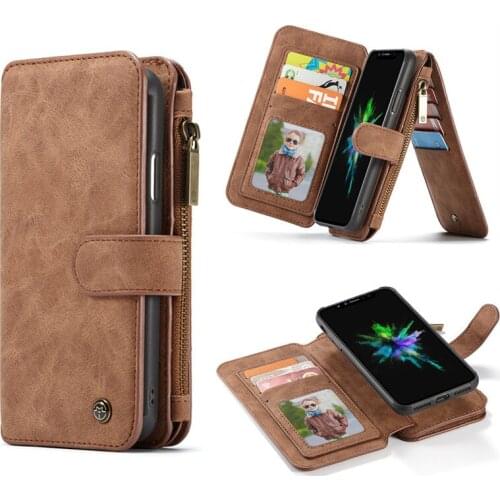 FTAIDKJ Multifunction PU Leather Zipper Wallet Case For iPhone XS Max Case Purse Phone Bag For iPhone XR X 7 6 6S 8 Plus 5S SE 5