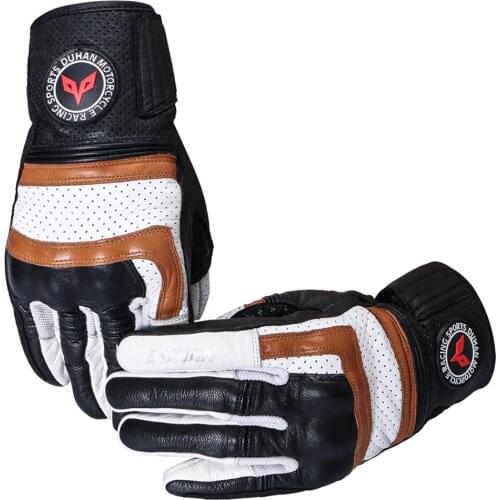 Motorcycle Gloves Men Windproof Motocross Riding Glove Cowhide Leather Off-Road Motorbike Gloves Full Finger Guantes Moto