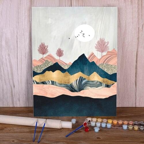 Modern Abstract Landscape DIY Paint By Numbers Complete Kit Acrylic Paints 50*70 Oil Painting Decorative Paintings Art