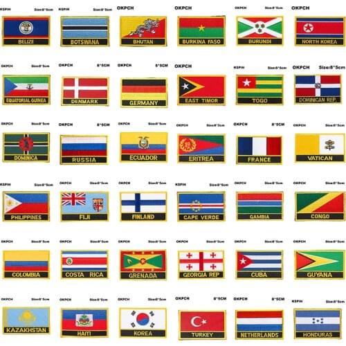 National Flag flag Embroidery Patch Badge South Korea Netherlands Kazakhstan Cuba Finland Vatican France Russia Germany Denmark