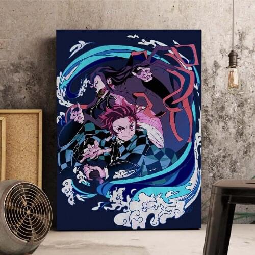 Demon Slayer Blade Anime Wall Scroll Painting Picture Wallpaper Hanging Poster Modern Home Decor Posters Wall Art Canvas