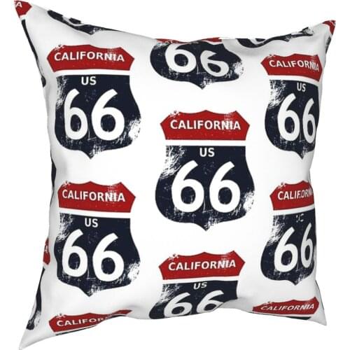 California Route 66 Pillow Case Home Decor Sign USA Cushions Throw Pillow for Living Room Polyester Double-sided Printing Casual