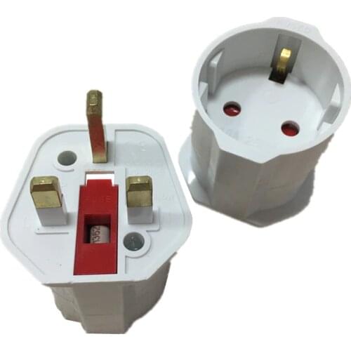 NEW Universal EU to UK Plug 2 Pin to UK 3 Pin Plug Conversion Socket Travel Adapter Power Plug with Erdung Protect Safety