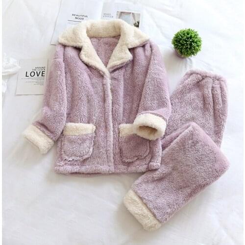 New Autumn Warm Women Pajamas sets Sleepwear Flannel Long Sleeves Pajamas For Woman Sleepwear Female Homewear пижама 2020