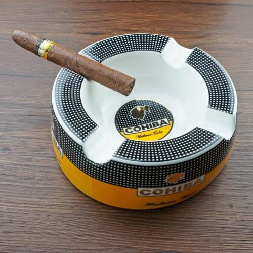Ashtrays Ceramic Big Cigar Ashtray Home Luxury Ash Tray Round For 4 Cigars Holder Stands Ashtray Smoking Tray Cenicero