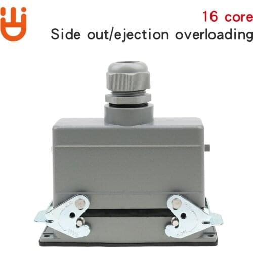 Rectangular heavy-duty connector he-16-5-10 16 core side ejection base cover high base cover aviation plug 16A
