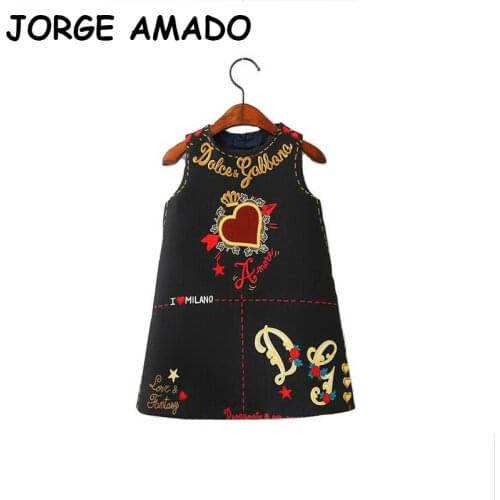 Girls Flower Princess Sundress Love Heart Embroidery Fashion Spring Autumn Vest Dress Baby Clothing E80703