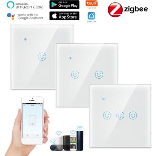 1/2/3/4 gang Zigbee Smart Touch Switch Home Wall Button for Alexa and Google Home Assistant EU Standard Smart Life APP 10A 200W