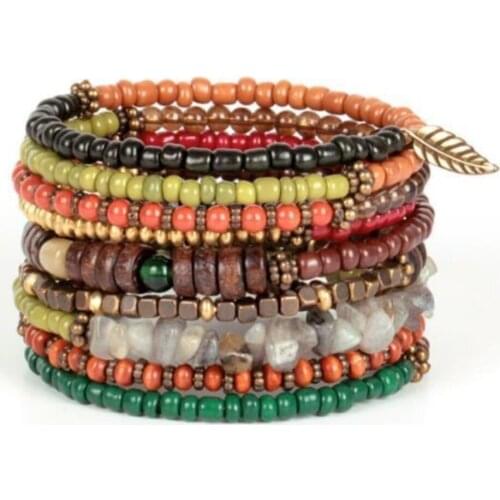 Turkish handmade bohemian boho ethnic bracelet wristband wooden naturel stone