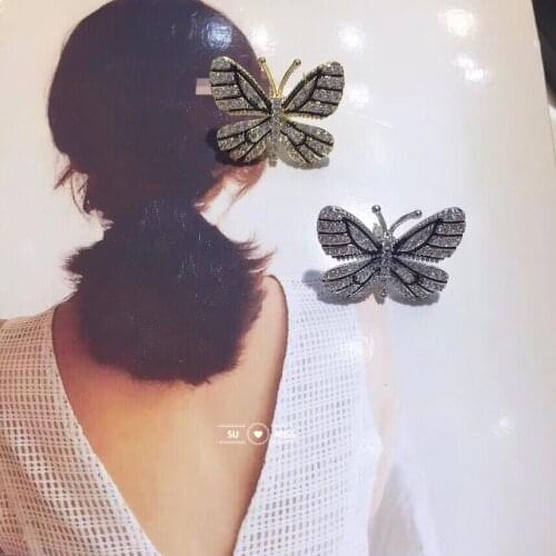 Free Ship Small Black Enamel Butterfly Brooch Crystal Brooches for Women Lady Bridal Wedding Party Bouquet Jewelry Boutonniere