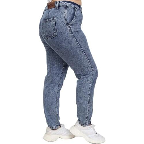 Hanezza Plus Size Women Fashion 2021 Summer Clothing Mom Pants High Rise Ankle-Lenght Elegant Denim Trousers + 2XL - 7XL + Large Size Highly Seasonal Chic Jeans + 44 - 54 EU Casual Wear Female Plus Body Type Blue