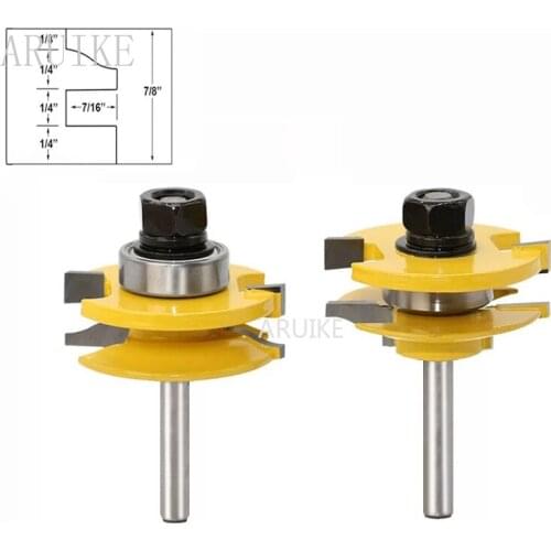 1/4 2pcs Small Rail and Stile Router Bit Set Door Window Woodworking Knife Tenon Cutter for Wood Milling Tools MC01059