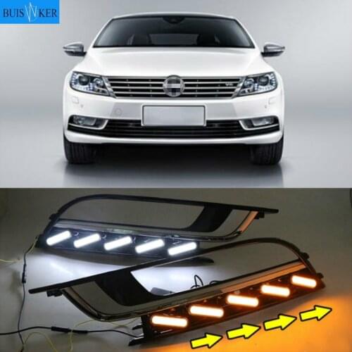 1Pair for VW PASSAT CC 2014-2018 12V LED CAR DRL Daytime running lights with fog lamp hole cover