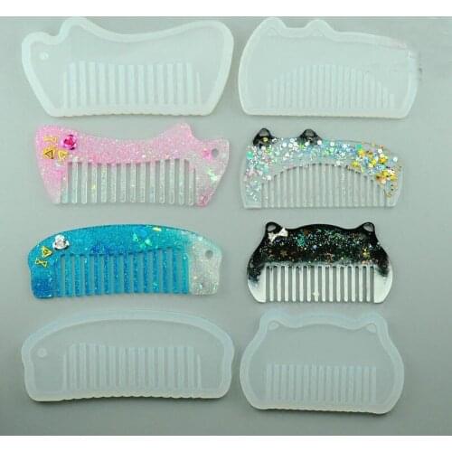 1 piece DIY Clear Silicone for comb Mould For Epoxy Resin with Real Flower Handmade Jewelry Tools resin molds for jewelry
