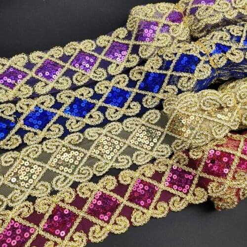 10 Yards Colorful Sequins Ribbon 60mm Lace Trim Mesh Fabric Sewing Accessories For Dress Costume Home Textiles Handmade Craft