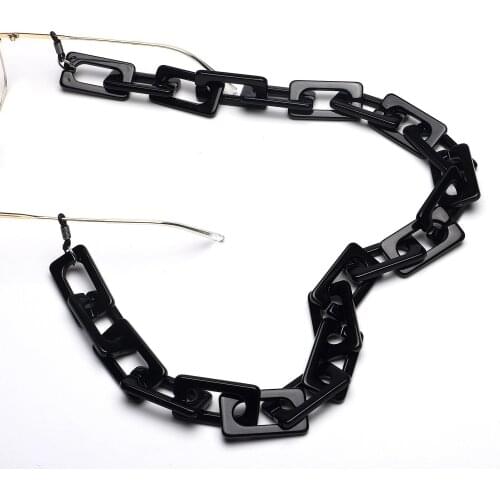2020 Chic Black Acrylic fashion Korean simple retro Big Resin lanyard string fashion sunglasses necklace accessories