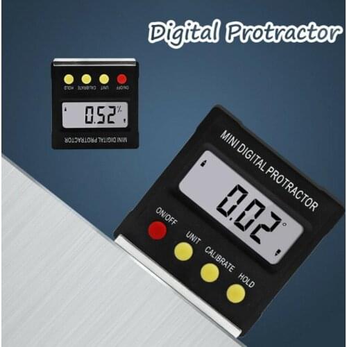 360 Degree Mini Digital Protractor Inclinometer Electronic Level Box Angle Gauge Vertical Magnetic Base Measuring Tools
