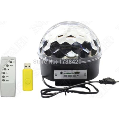 6leds* 3W Crystal Magic Ball LED Stage Lighting Effect RGB Music Laser light Remote controller + USB Party Disco DJ party home