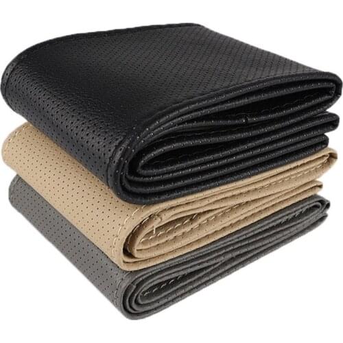 Car Steering Wheel Cover Braid 4Color Hand Stitched Microfiber Wheel Cover of Car With Needle and Thread Interior Accessories