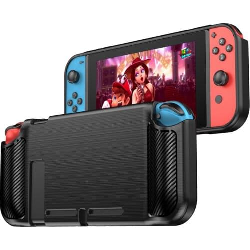 Shock Absorption Cover Soft TPU Anti Scratch Carbon Fiber Protective Back Case for Nintendo Switch/Switch Lite