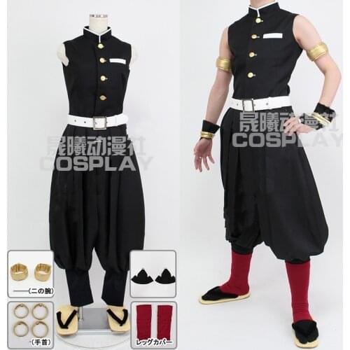 Anime! Demon Slayer:Kimetsu no Yaiba Uzui Tengen Uniform Cosplay Costume Halloween Suit For Unisex 2019 NEW Free Shipping