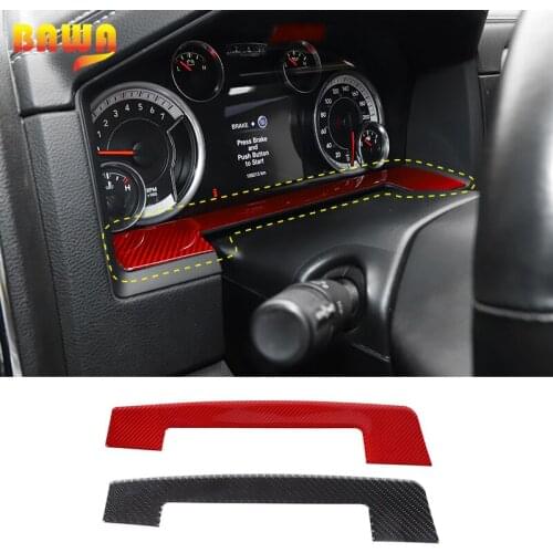 BAWA Soft carbon fiber Car Console Dashboard Panel Frame Cover Interior Stickers for Dodge RAM 1500 2010-2015 Car Accessories